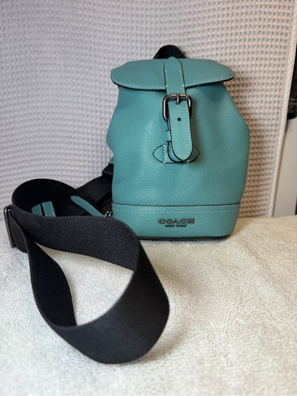 Coach Hudson Small Pack CB929 Turquoise Pebbled Leather Backpack